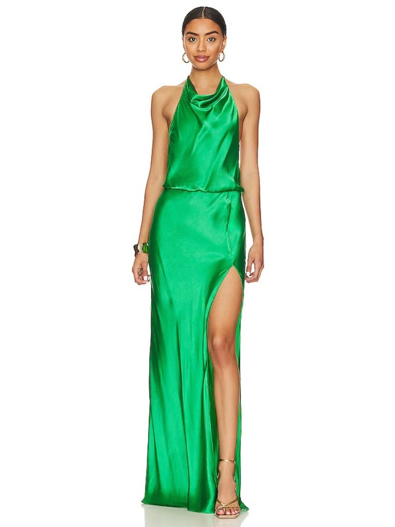 Amanda Uprichard Aurela Gown In Jungle Green